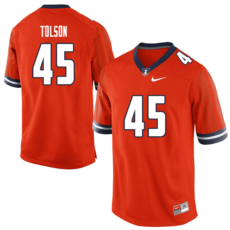 Men #45 Khalan Tolson Illinois Fighting Illini College Football Jerseys Sale-Orange